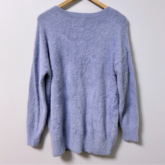 Anthropologie Fuzzy V‑Neck Sweater, Periwinkle Blue, SZ S - Picture 6 of 7